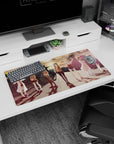 32x16 inches anime girl mouse pad showing uniformed girls under city lights, walking home after school.