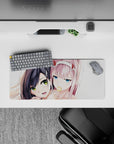 Compact 28x12 mouse pad highlights Zero Two’s captivating expressions and vibrant tones for immersive Darling in the Franxx vibes