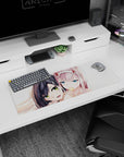 Small but impactful 32x12 mouse pad showcases anime-inspired personality with striking contrasts and playful sophistication