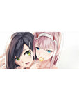 Zero Two Glare & Tease Mouse Pad 36x16 with expressive theme for immersive focus and fan inspiration