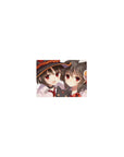 Classic 14x10 inch anime mouse pad featuring Megumin and Yunyun from Konosuba with chibi Chomusuke, vibrant and playful.