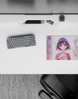 Pastel lavender sky anime mouse pad 14x10 inches, soft spring vibe with drifting pink cherry blossoms.