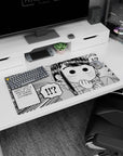 32x16 inches Komi Can’t Communicate mouse pad featuring Shouko Komi blushing, hand-to-mouth gasp scene.