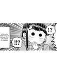 36x16 inches anime girl desk pad with Komi-style manga panel art, speed lines, and !!? speech bubbles.