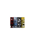 14x10 inches classic anime girl mouse pad with four heroines in bold panels, tribal emblems, sharp shapes.