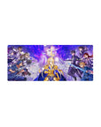 Sword Art Online anime mouse pad 28x12 inches featuring Alice in radiant armor amidst allies and enemies in vivid colors.