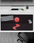 Mystical 32x16 mouse pad with a glowing red sun, deep mountain shadows, and calm waters, perfect for bringing tranquility and mystery to your desk