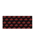 28x12 inches anime mouse pad with repeating Akatsuki red cloud emblems on deep charcoal black.