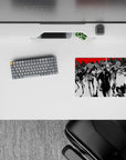 Persona 5 mouse pad 14x10 inches featuring Joker and Mona in a monochrome city with bold red accents, stylish and sleek.