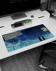 32x16 inches anime mouse pad showing two school-uniform students by a rooftop rail, pointing at stars.