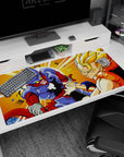 Premium 40x20 inch desk pad with Super Saiyan 4 Gogeta design, perfect for action-packed workspaces