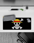 28x12 inches mouse pad with the Straw Hat Jolly Roger from One Piece, showcasing the simple yet powerful symbol of Luffy’s crew.