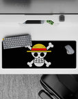 32x12 inches mouse pad with the Straw Hat Jolly Roger from One Piece, symbolizing the bold and adventurous journey of Luffy and his crew.