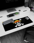 Artistic 32x12 inches mouse pad with the Straw Hat Jolly Roger from One Piece, blending simple design with the adventurous spirit of Luffy's crew.
