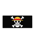 Mouse pad featuring the Straw Hat Jolly Roger from One Piece, 28x12 inches, capturing the pirate spirit in a bold and iconic design.