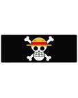 Compact 32x12 inches mouse pad featuring the Straw Hat Jolly Roger from One Piece, capturing the adventurous pirate spirit in a bold design.