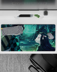 Anime mouse pad 32x16 inches featuring Tanjiro and Nezuko from Demon Slayer in a serene, firefly-lit scene.