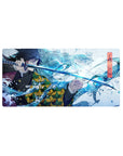 Mouse pad featuring Giyu Tomioka, the Water Hashira, 32x16 inches, with vibrant waves and a perfect balance of power and serenity from Demon Slayer.