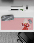 32x12 inches mouse pad with Zero Two design, blending soft pink tones and bold lines for a minimalist and striking anime-inspired effect.