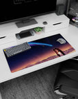 32x16 inches anime mouse pad showing two students holding hands on a rooftop under stars as a comet streaks.