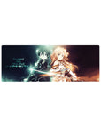 Kirito and Asuna anime mouse pad 32x12 inches, featuring electric blue and warm gold auras in a dramatic clash.