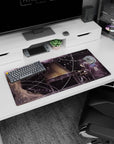 32x16 inches anime mouse pad showing tuxedo pianist at a black grand piano, blonde girl in blue coat behind.