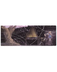 Anime mouse pad 32x12 inches with grand piano, tux pianist, blonde girl, galaxy petals and light trails.