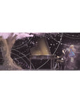 Anime desk pad 36x16 inches with grand piano, tux pianist, blonde girl, petals and light trails.