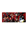 Persona 5 anime mouse pad 28x12 inches featuring Joker, Panther, and Mona in vibrant heist scene with bold colors.