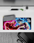 28x12 inches mouse pad showcasing Goku and Jiren in their epic clash, with glowing energy and cosmic colors for a powerful design.
