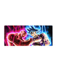 Mouse pad featuring Goku and Jiren, 28x12 inches, with glowing cosmic power and fierce determination, turning your desk into a battlefield.