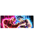 Compact 32x12 inches mouse pad featuring Goku and Jiren in their ultimate clash, with glowing energy and determination, perfect for smaller desks.