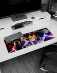 32x12 inches anime mouse pad showing Edward lunging in automail as Alphonse towers behind, glowing eyes.