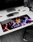 36x16 inches anime desk pad showing Edward Elric lunging forward as Alphonse looms behind, glowing eyes.