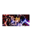 28x12 inches anime mouse pad with Edward and Alphonse action art, crisp lines and smoky shadows.