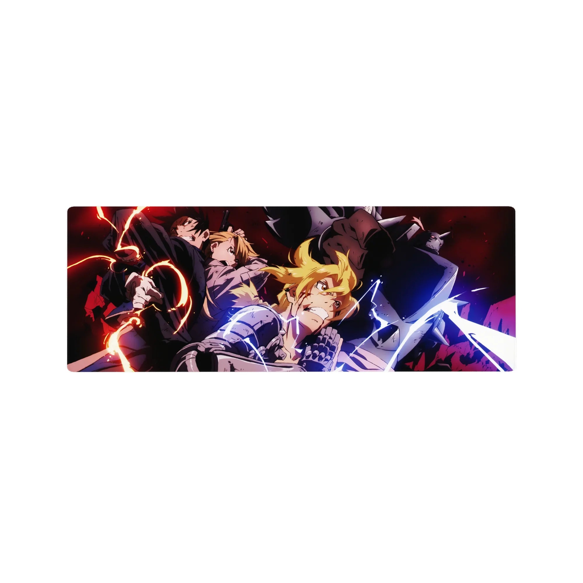 32x12 inches anime mouse pad with Edward Elric and Alphonse, bold action scene and crisp linework.