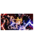Fullmetal Alchemist anime mouse pad 32x16 inches with Edward and Alphonse in dynamic battle artwork.