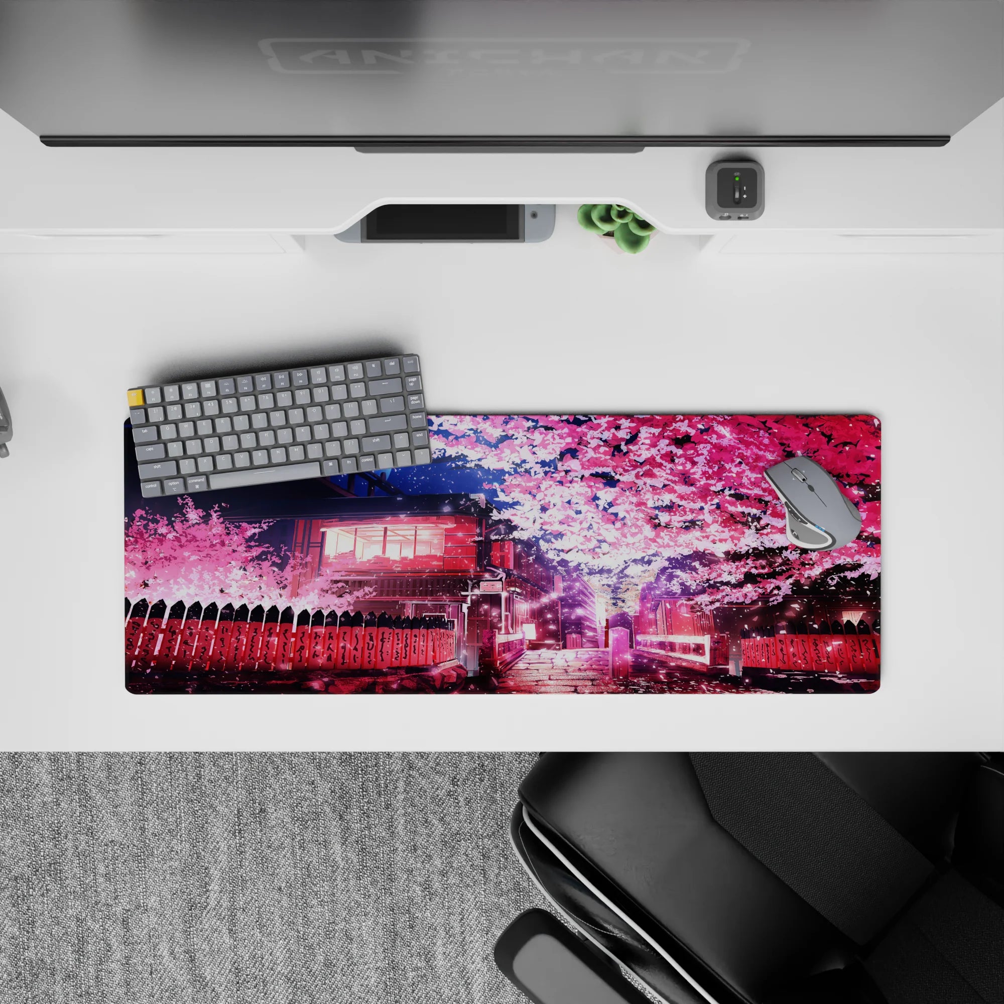 Fantasy Landscapes Deskmat | Mousepad | Deskpad - Sakura Moonlit Stroll