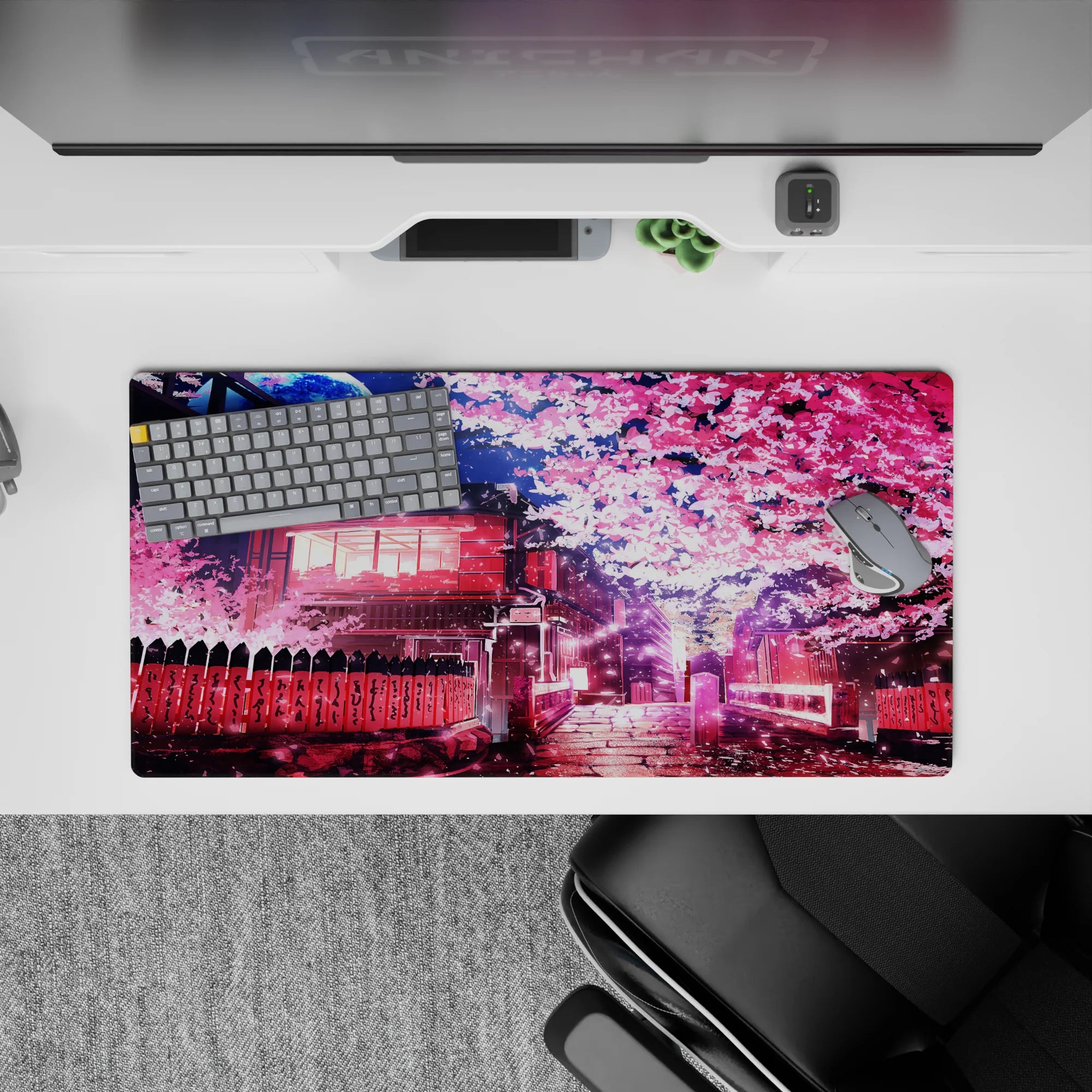 Fantasy Landscapes Deskmat | Mousepad | Deskpad - Sakura Moonlit Stroll