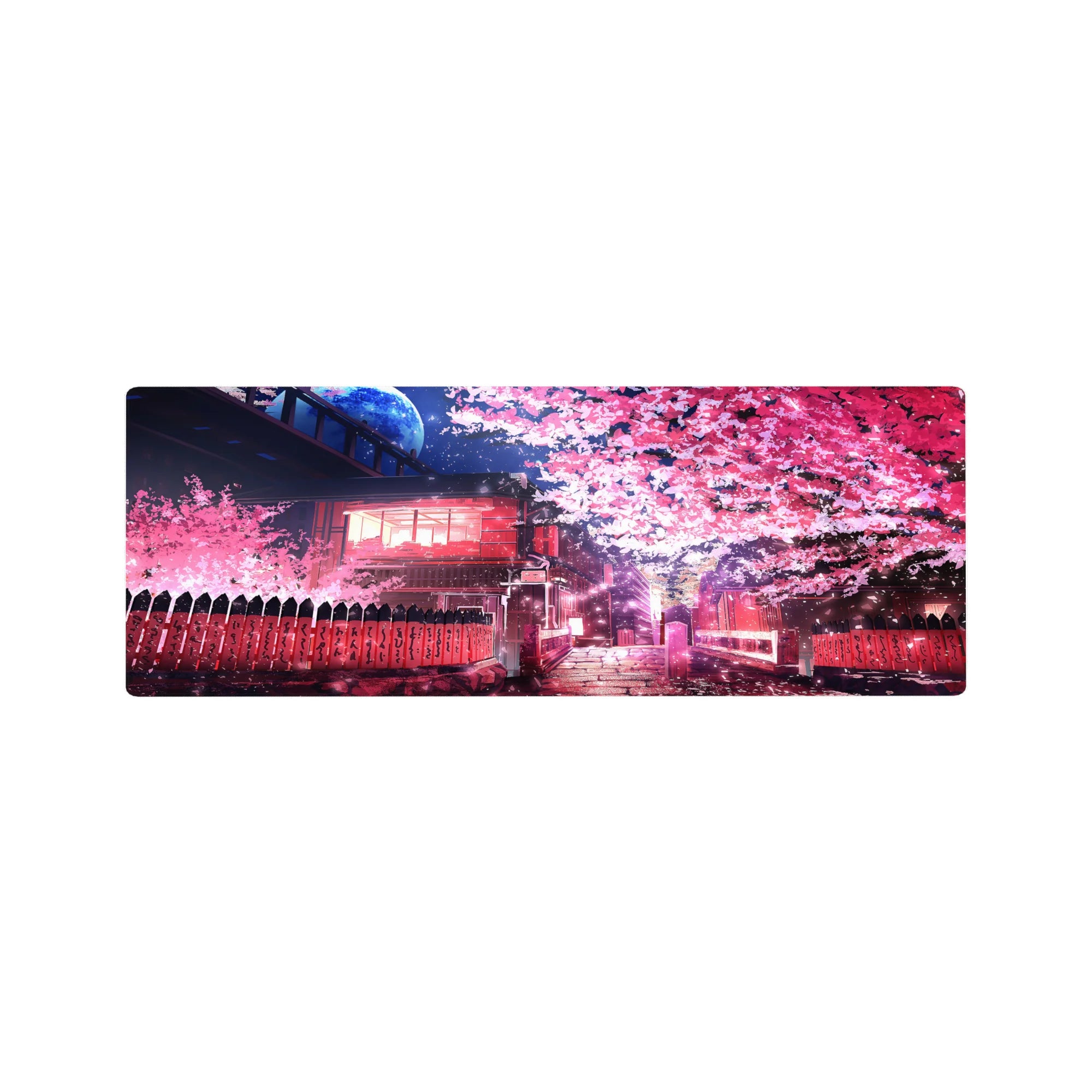 Fantasy Landscapes Deskmat | Mousepad | Deskpad - Sakura Moonlit Stroll