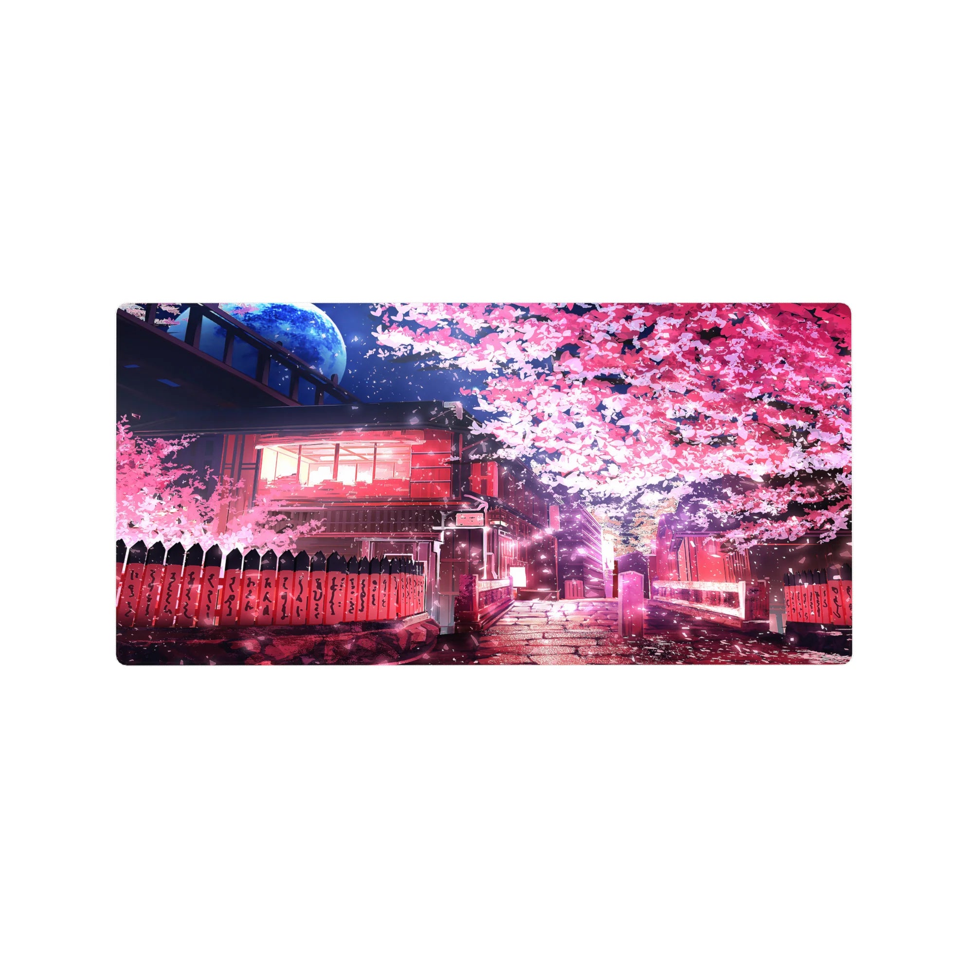 Fantasy Landscapes Deskmat | Mousepad | Deskpad - Sakura Moonlit Stroll