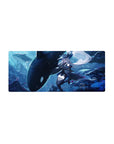 28x12 inches anime girl mouse pad with silver-haired sailor witch and orca in a dreamy underwater scene.