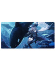 32x16 inches anime girl mouse pad with silver-haired witch in sailor dress and orca underwater.