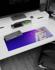 32x12 inches Re:ZERO Emilia mouse pad, shy glance with flowing silver hair across a purple sky backdrop.