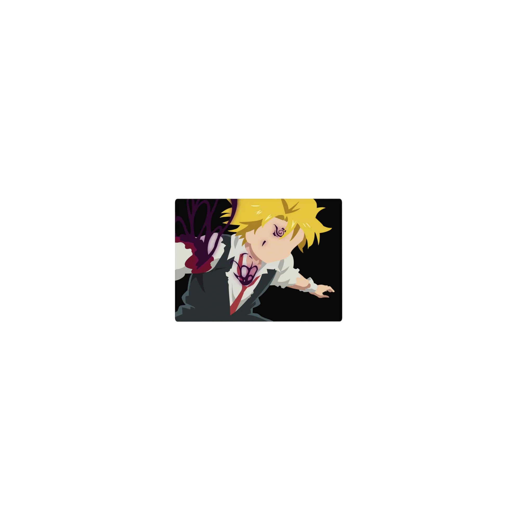 Classic anime mouse pad 14x10 inches with a lunging hero on black background and purple aura accents.