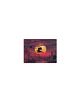 Classic anime mouse pad 14x10 inches with ninja silhouette leaping over a glowing sun and city skyline.