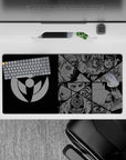 32x16 inches black and steel-gray Naruto mouse pad, crisp manga strip layout with tense late-night mission mood.