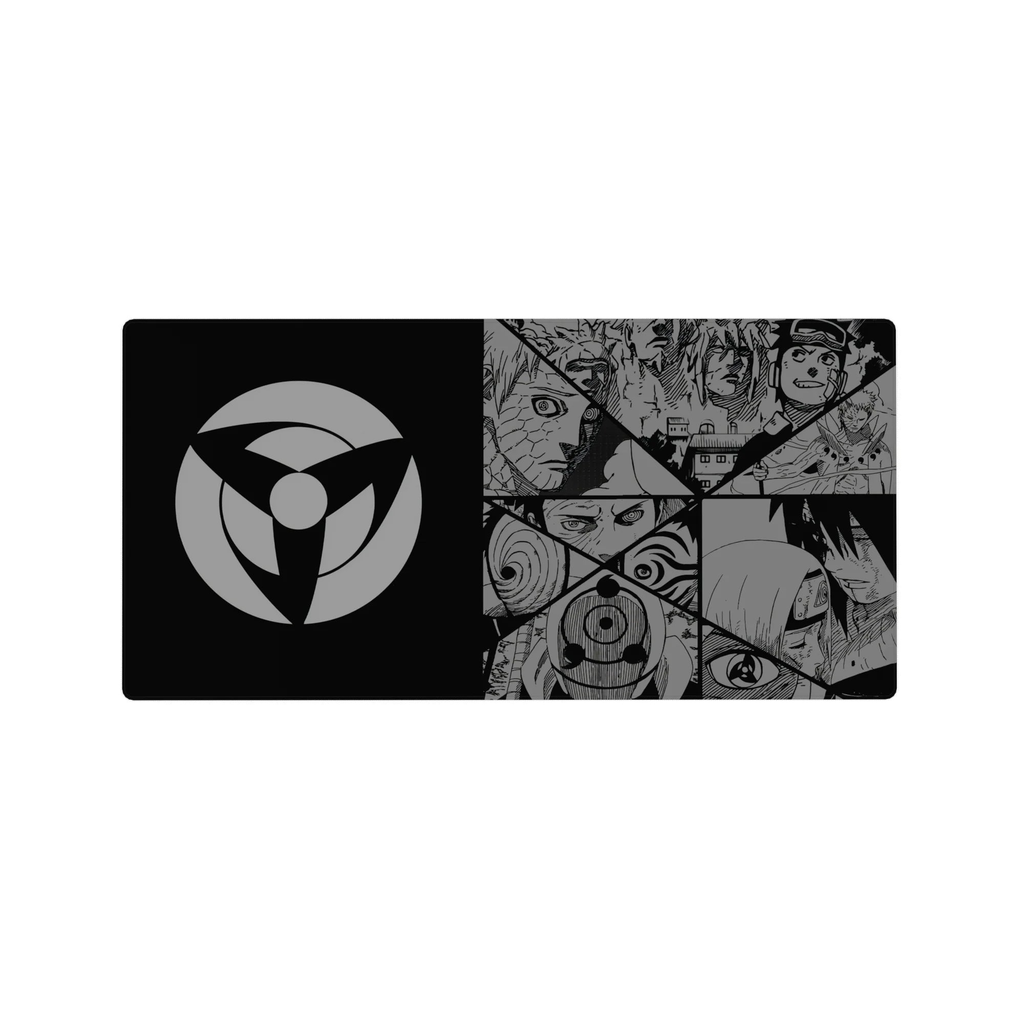 32x16 inches anime mouse pad with Naruto Shippuden manga panels, Sharingan eyes, masks, and Akatsuki vibe.