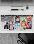 Pastel pink, mint, and crisp blue anime girl mouse pad with confetti and tiny florals, 32x16 inches.
