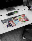 Ichika, Nino, Miku, Yotsuba and Itsuki Nakano smiling desk mat anime girl mouse pad, 32x16 inches.